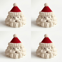 Happy Santa Mini cake silicone mould handmade, Set of 4