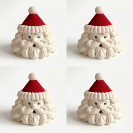 Happy Santa Mini cake silicone mould handmade, Set of 4