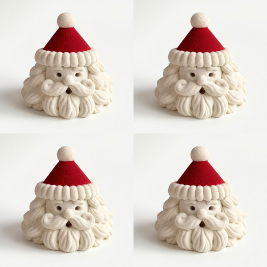 Happy Santa Mini cake silicone mould handmade, Set of 4
