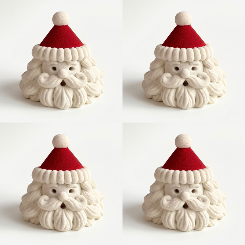 Happy Santa Mini cake silicone mould handmade, Set of 4
